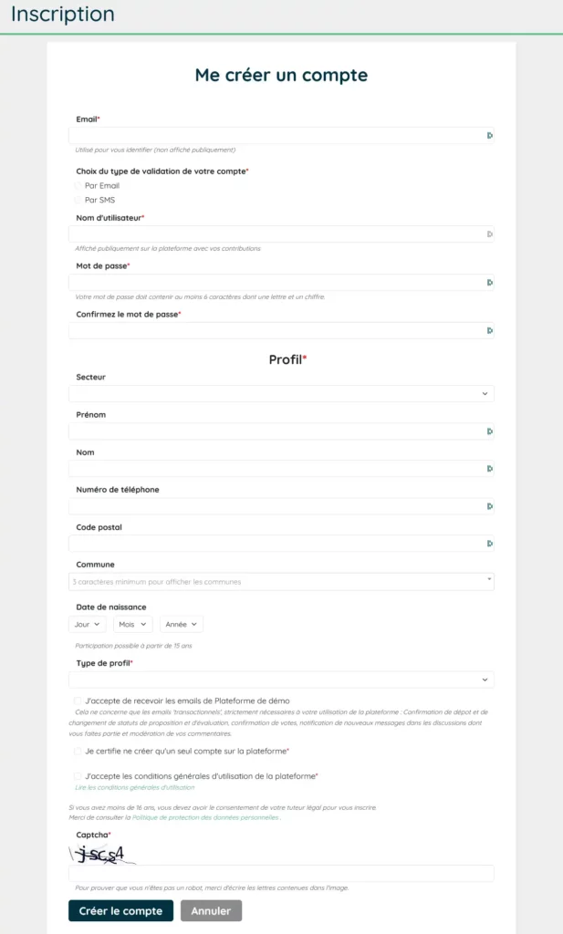 validation et creation de compte 1